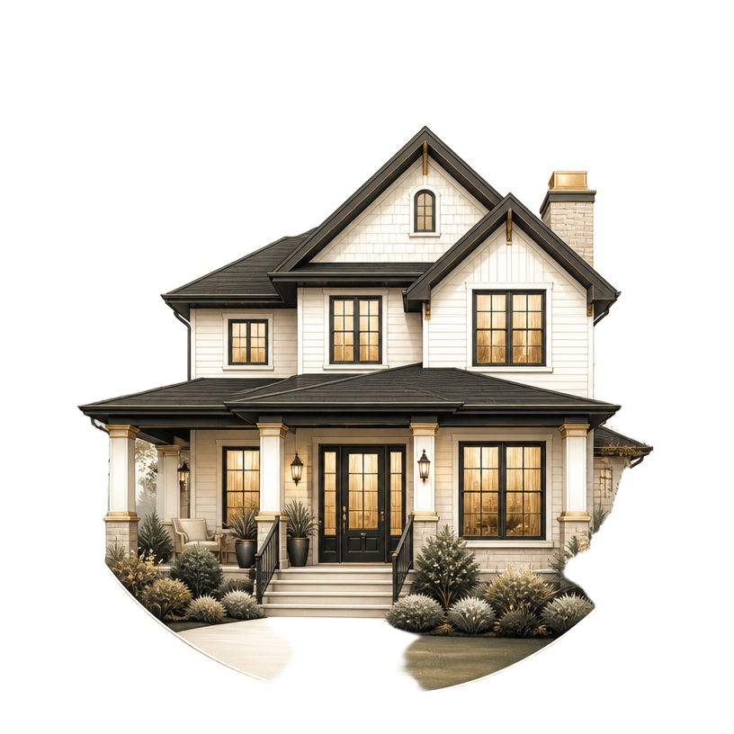 Illustration of a welcoming home with warmly lit windows